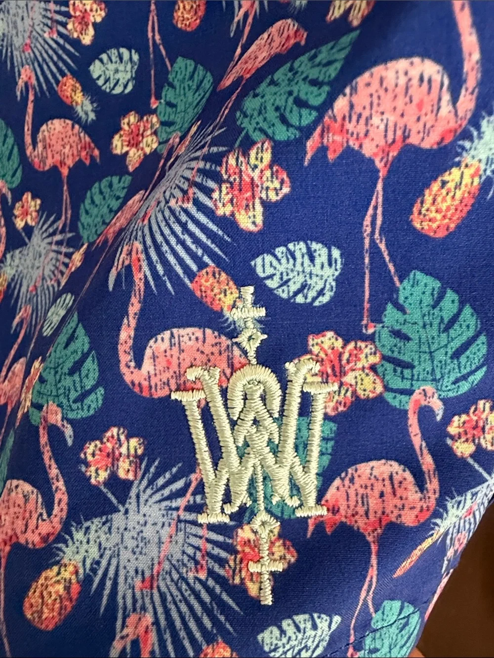 Peter Millar Navy Blue Flamingo & Leaf Hybrid Swim Shorts